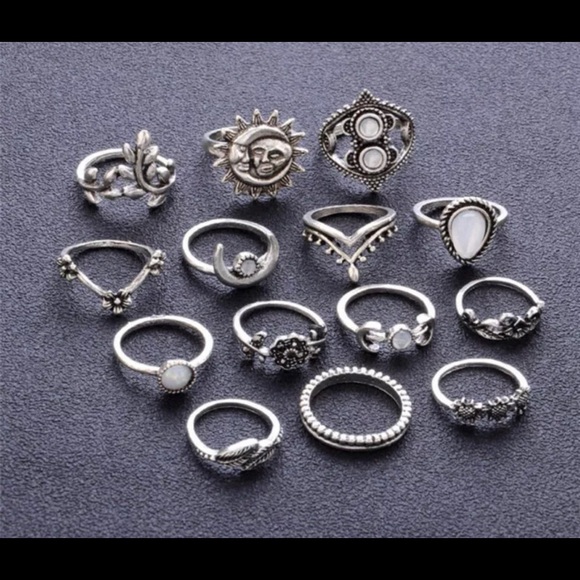 14pc Boho Midi-Ring Set - Picture 3 of 3